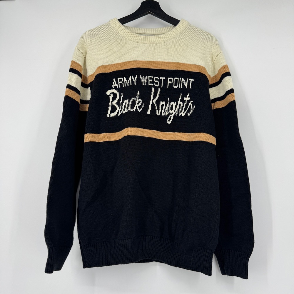 Hillflint Army West Point Black Knights Sweater XL Black Cream Gold Knit Men